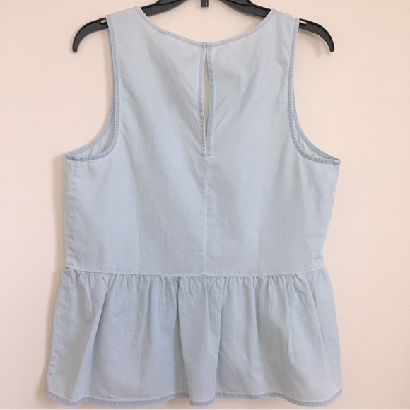 BCBGeneration Light Chambray V-neck Sleeveless Flounce Hem Top Blouse - Picture 5 of 14